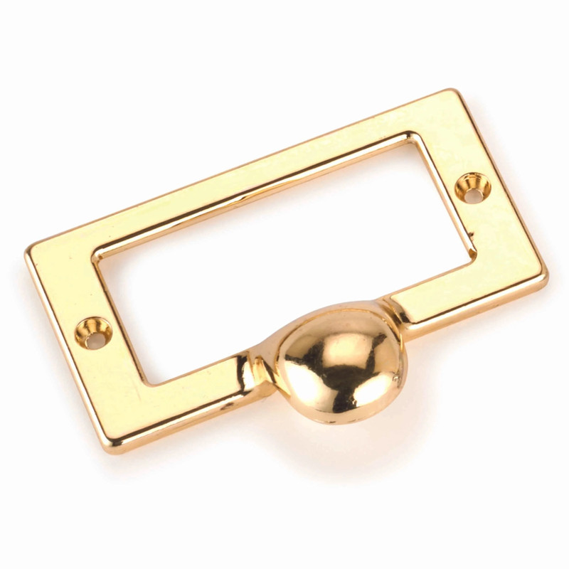 Drawer Pull with Card Holder - Polished Brass Finish